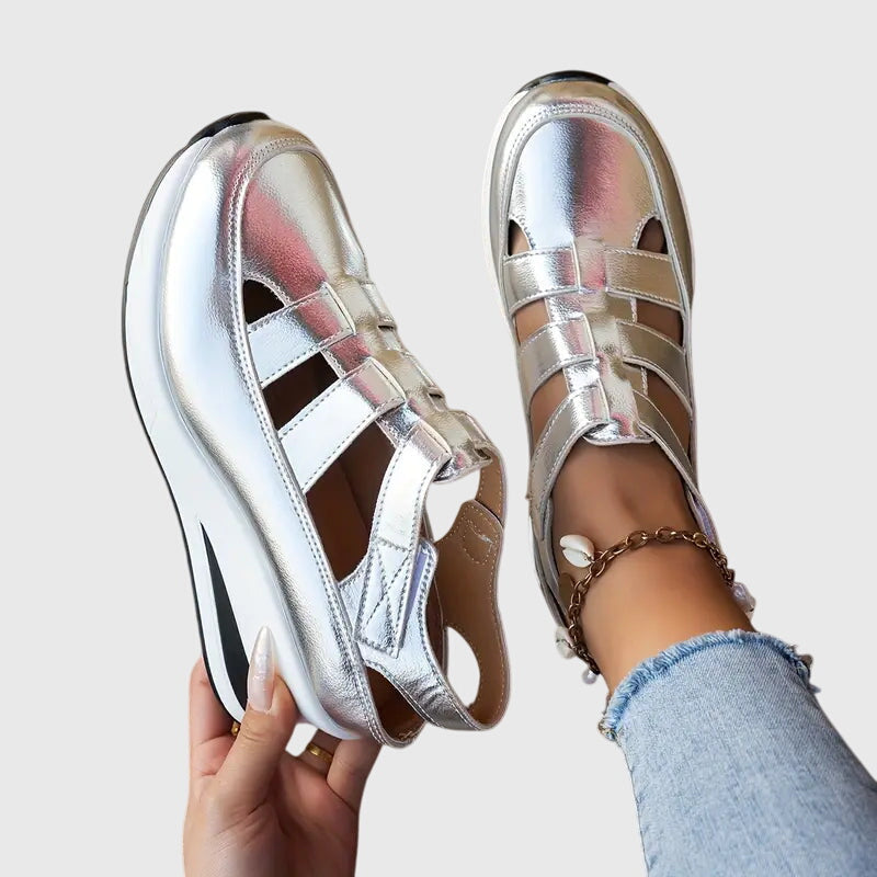 Alethea | Black Leather Orthopedic Sandals
