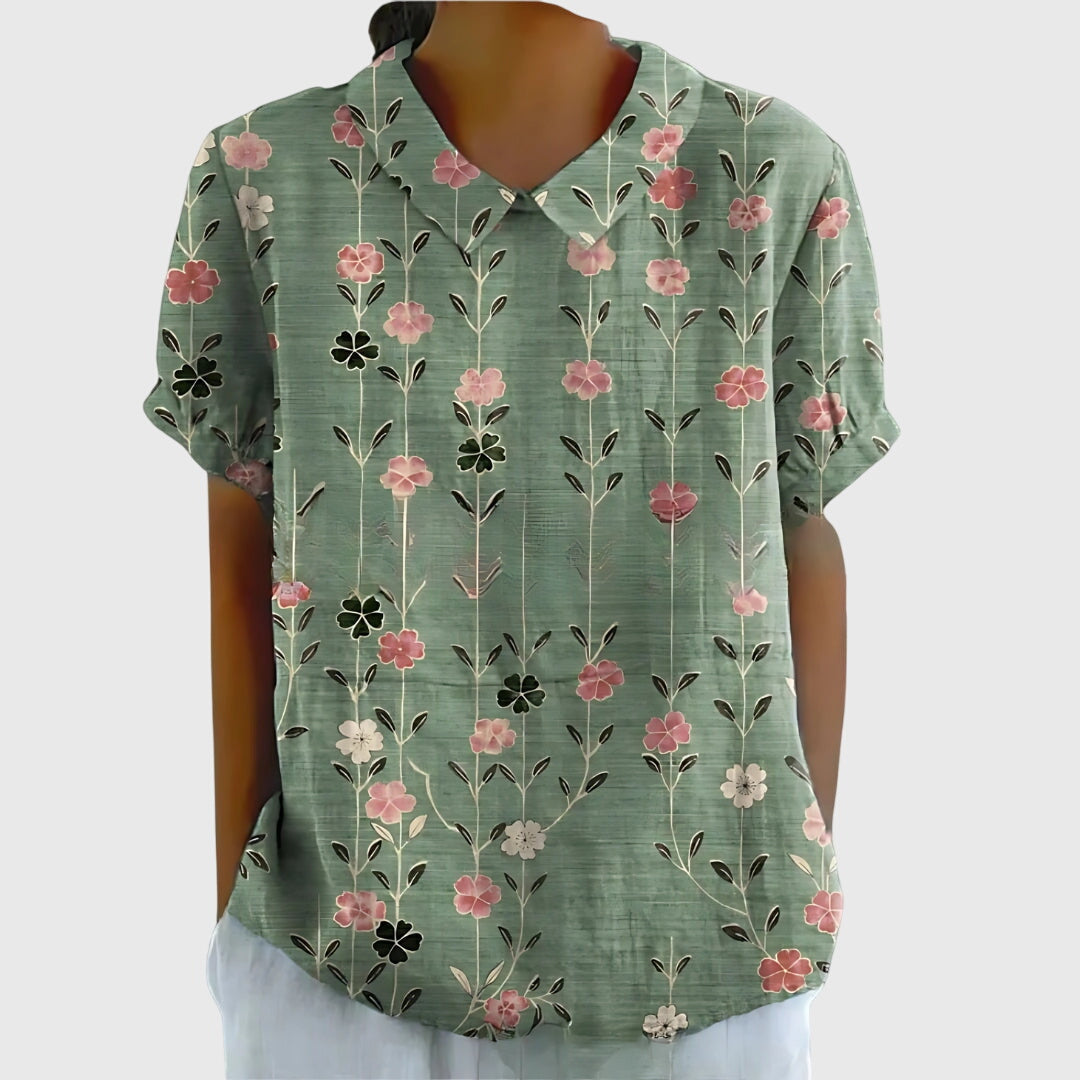 Alethea | Sage Green Floral Blouse