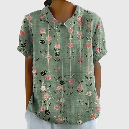 Alethea | Sage Green Floral Blouse