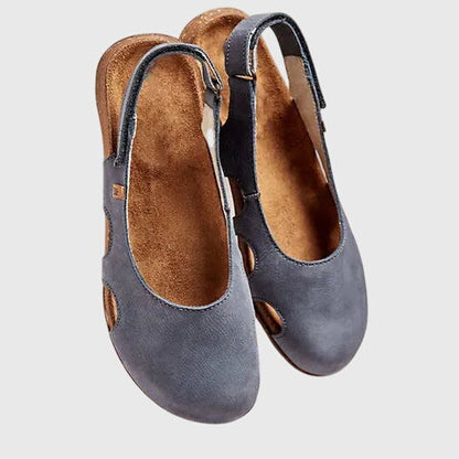 Calista | Grey Leather Orthopedic Sandals