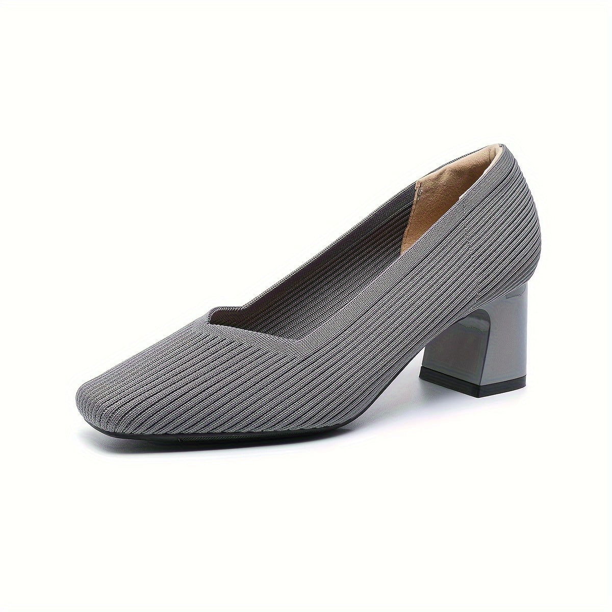 Calantha | Beige Ribbed Orthopedic Heels
