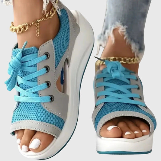 Calista | Blue Wedge Comfy Sandals