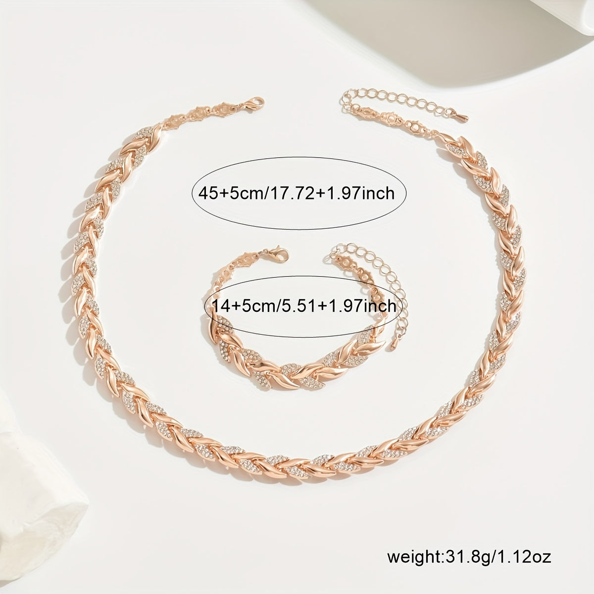 Calanta | Rose Gold Rhinestone Fish Tail Set