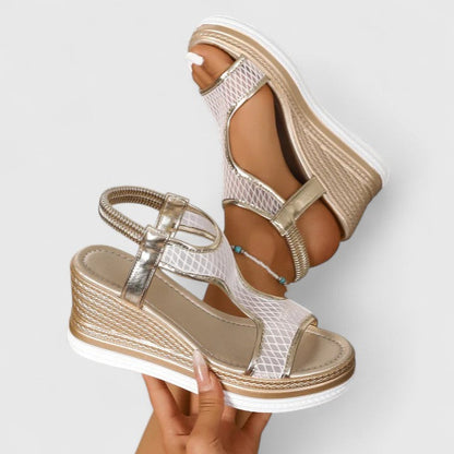 Adriana | Golden Orthopedic Wedge Sandals