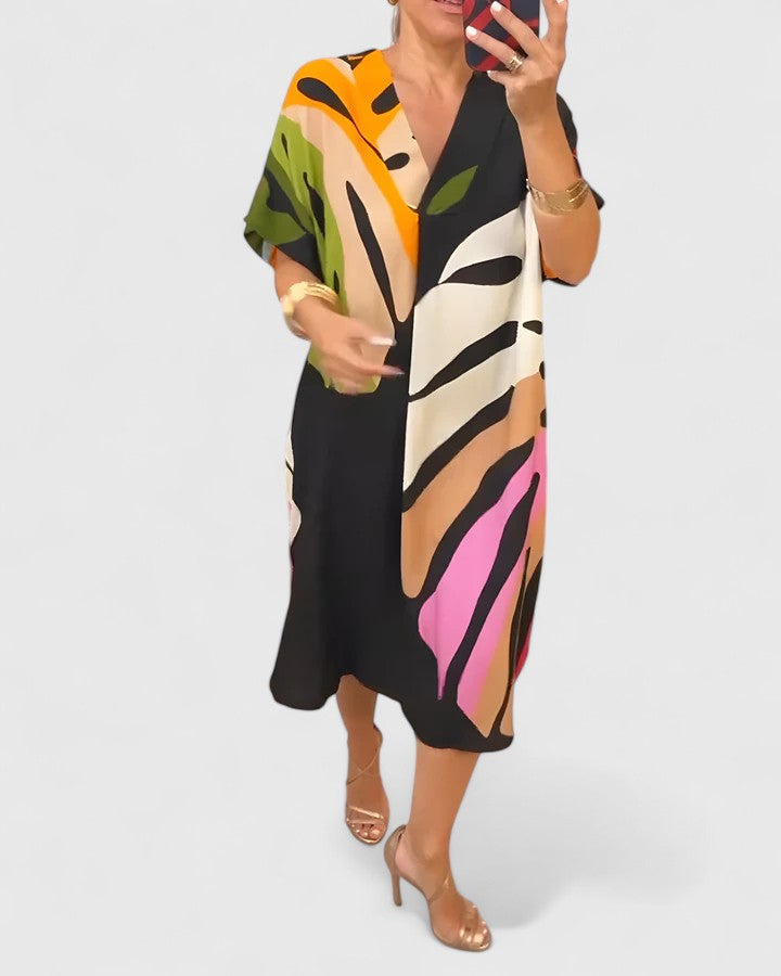Calantha | Vibrant Abstract Comfortable Dress