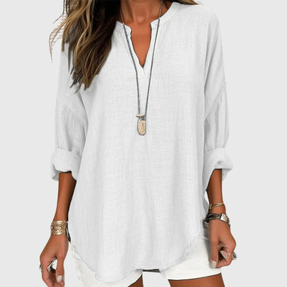Calista | Soft Sky Blue Flowy Elegant Beach Shirt