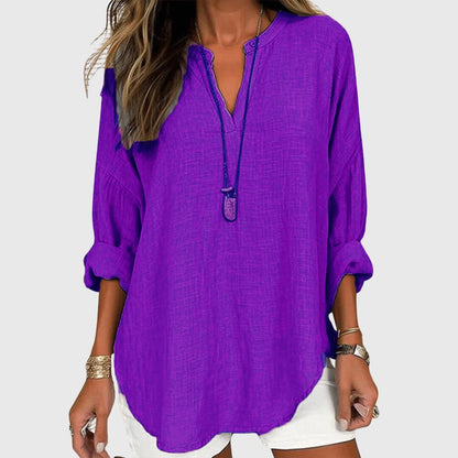 Calista | Soft Sky Blue Flowy Elegant Beach Shirt