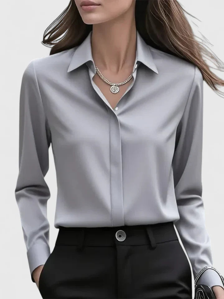 Calantha | Silk Elegant Top in White