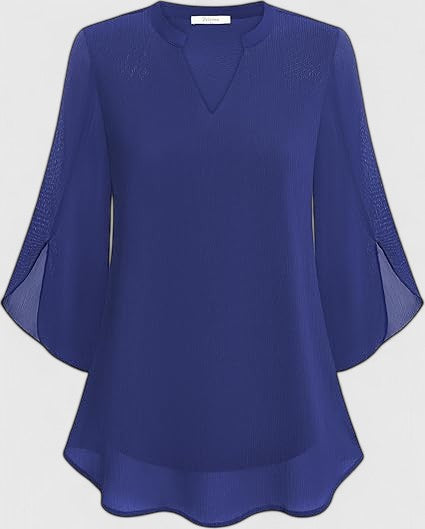 Calantha | Teal Comfortable Blouse with Flared Sleeves