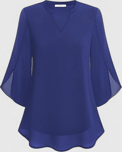 Calantha | Teal Comfortable Blouse with Flared Sleeves