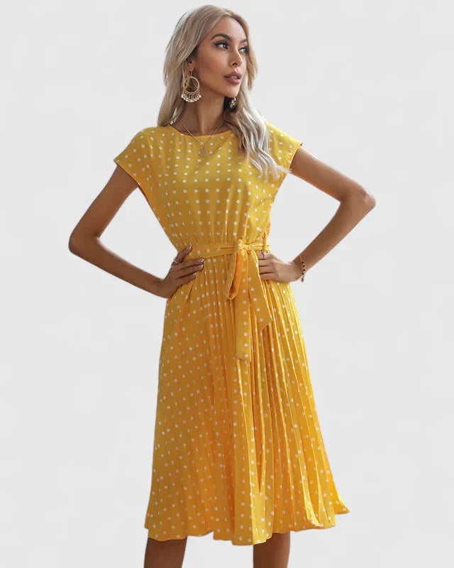 Calantha | Blush Polka Dot Elegant Dress