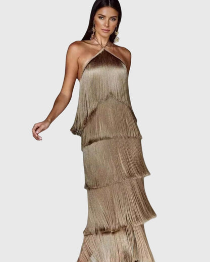 Aurora | Tassel Dress in Red Fringe