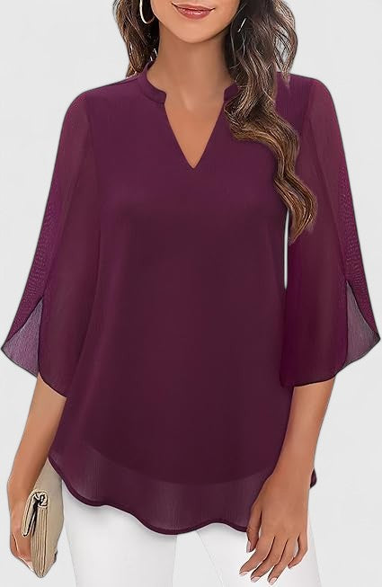 Calantha | Teal Comfortable Blouse with Flared Sleeves