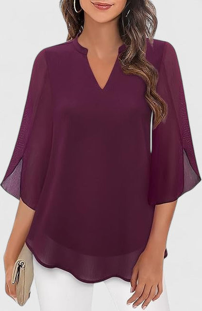 Calantha | Teal Comfortable Blouse with Flared Sleeves