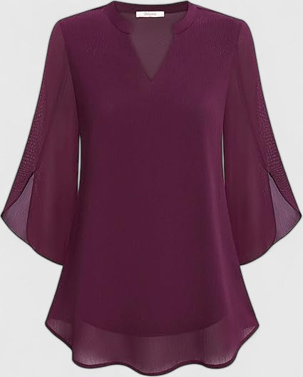 Calantha | Teal Comfortable Blouse with Flared Sleeves