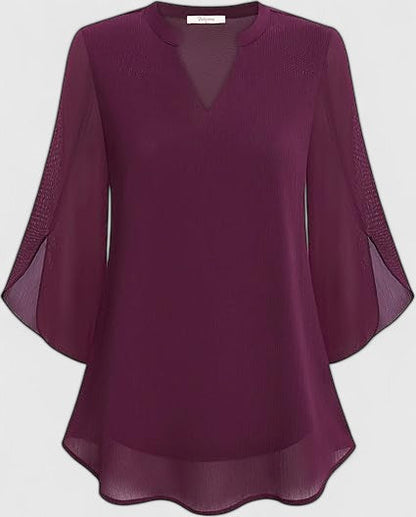 Calantha | Teal Comfortable Blouse with Flared Sleeves