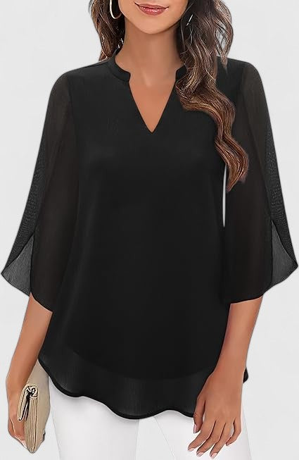 Calantha | Teal Comfortable Blouse with Flared Sleeves