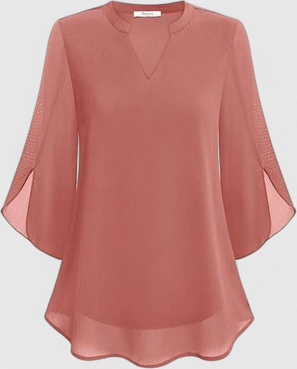 Calantha | Teal Comfortable Blouse with Flared Sleeves