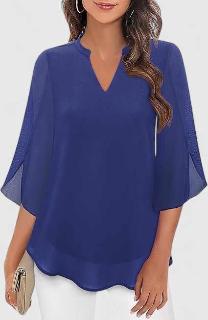 Calantha | Teal Comfortable Blouse with Flared Sleeves