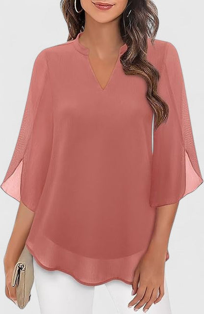 Calantha | Teal Comfortable Blouse with Flared Sleeves