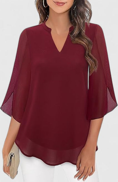 Calantha | Teal Comfortable Blouse with Flared Sleeves