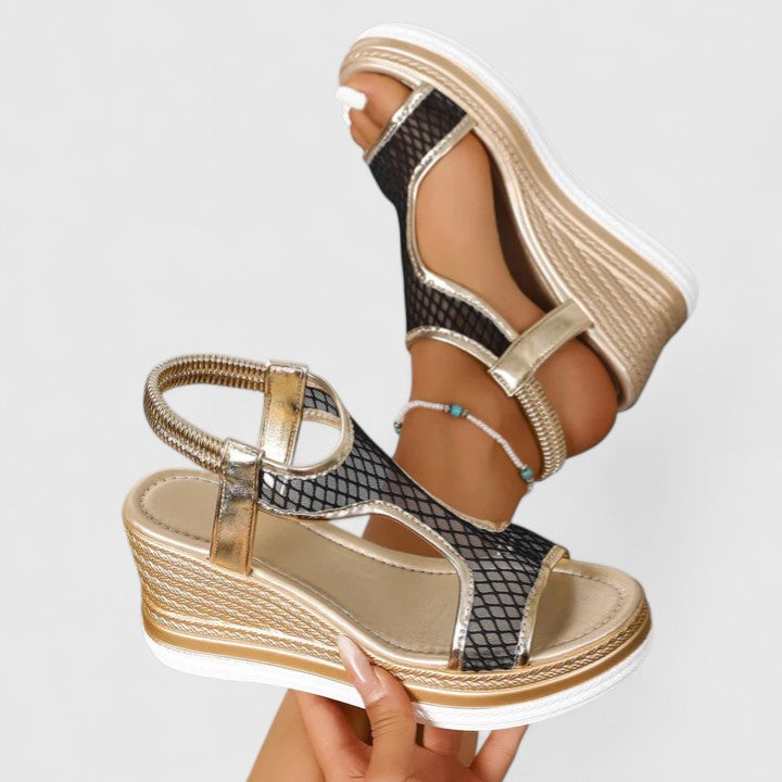 Adriana | Golden Orthopedic Wedge Sandals