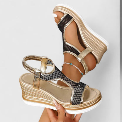 Calista | Elegant Metallic Mesh Sandals