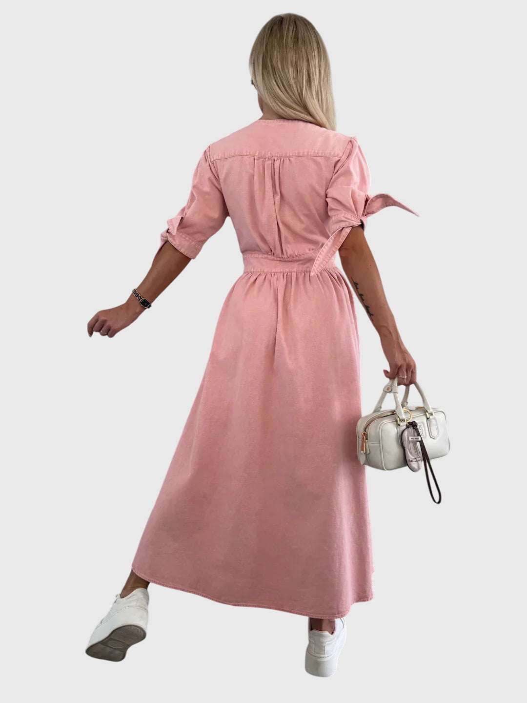 Alethea | Blush Elegant Denim Dress
