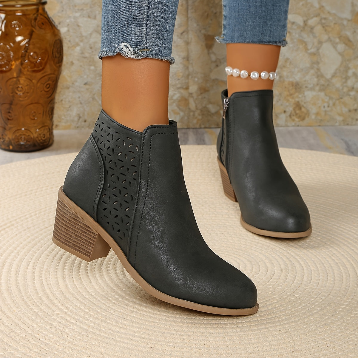 Kaid | Black Cutout Orthopedic Boots