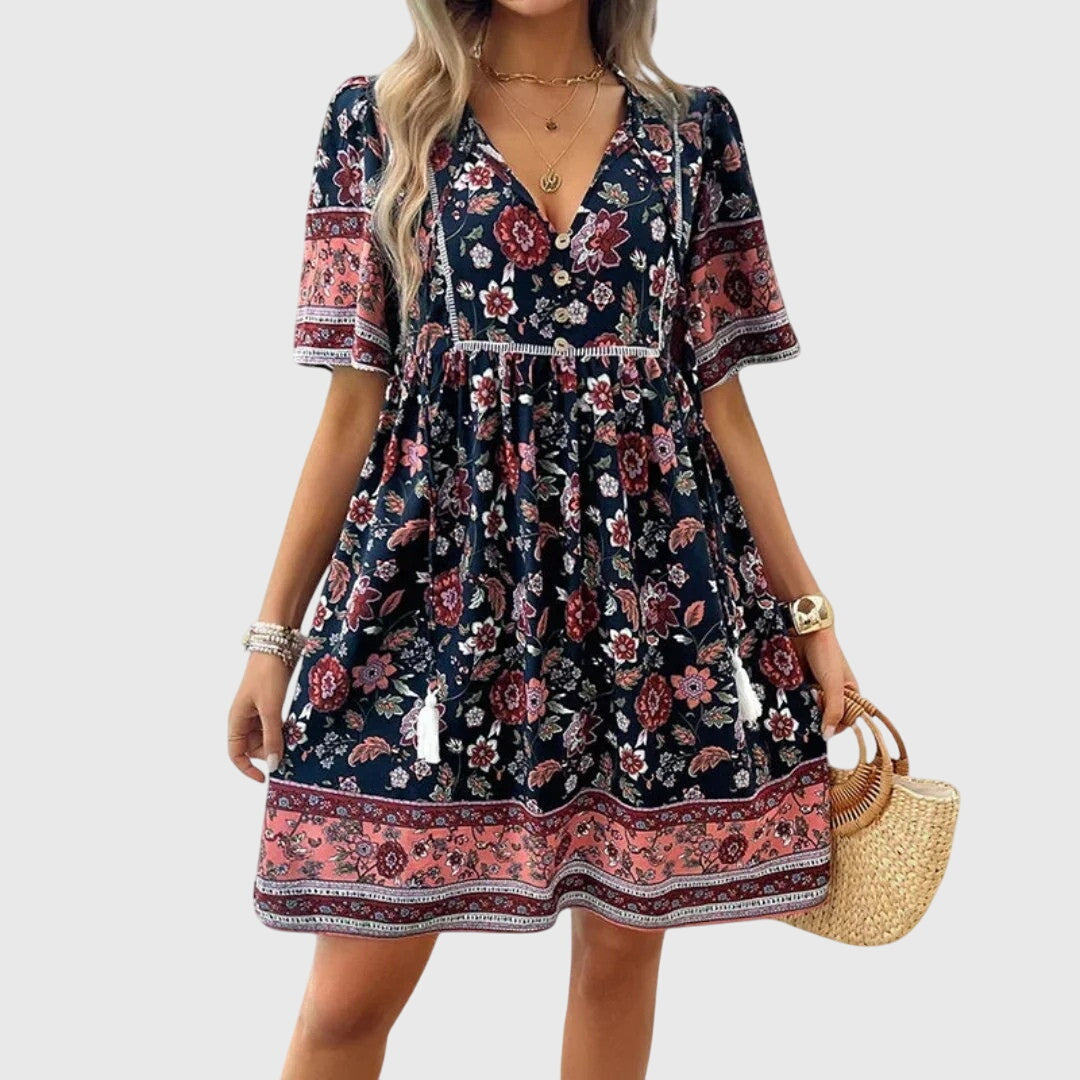 Calista | Floral V-Neck Elegant Dress