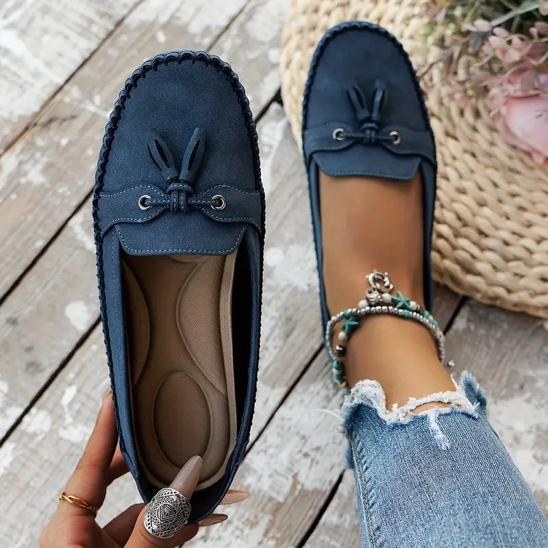 Astrid | Navy Blue Comfortable Soft Moccasins