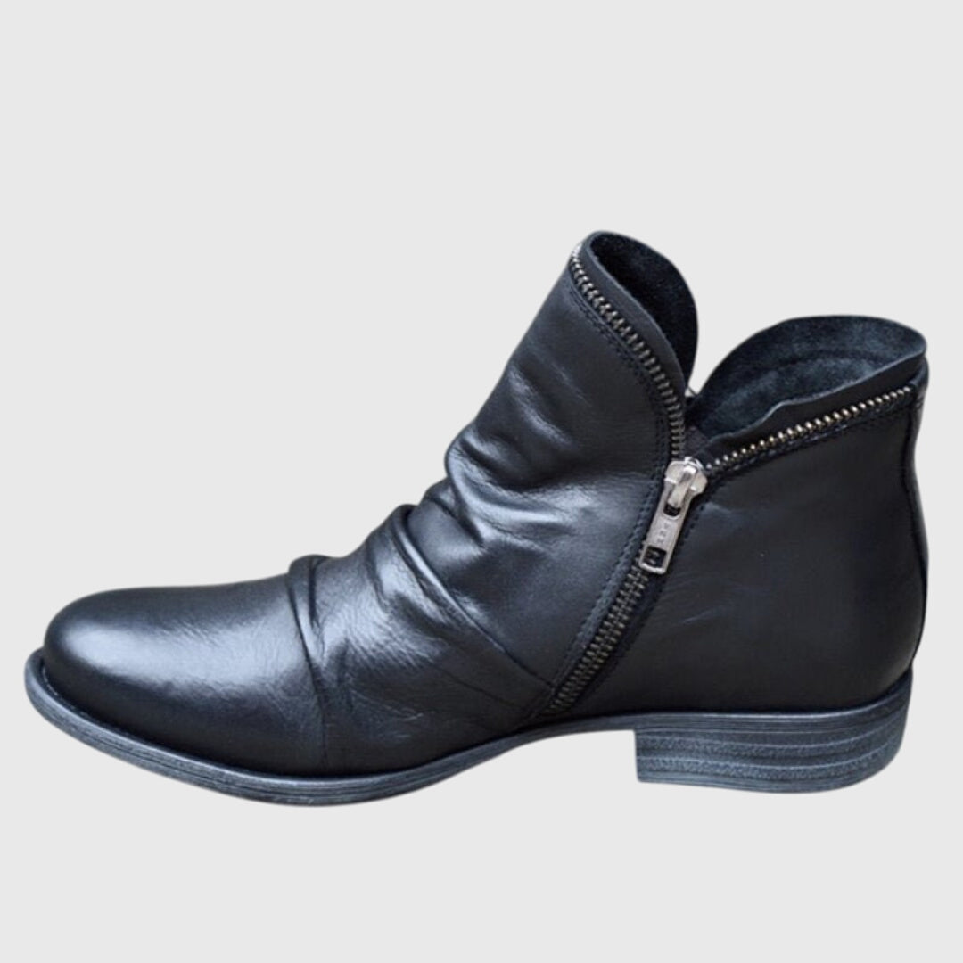 Black Leather Orthopedic Women's Shoes