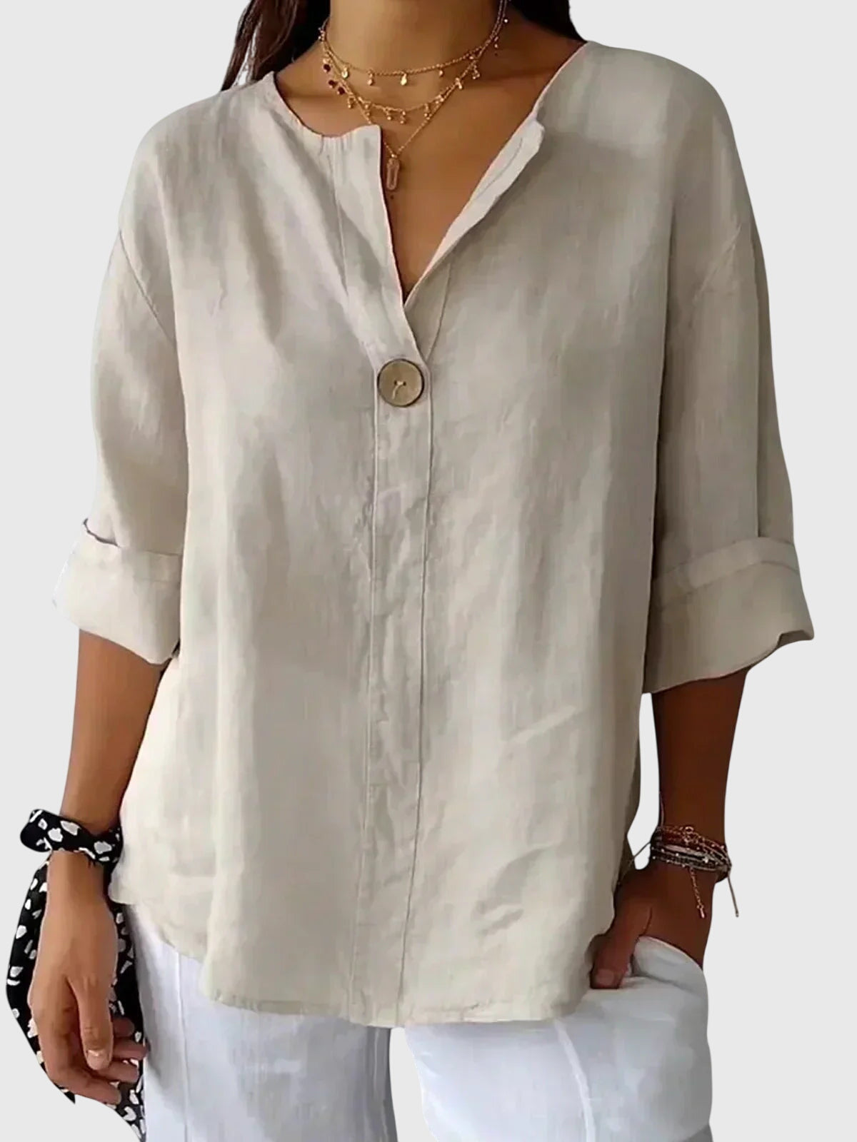 Astrid | Elegant Linen Chic Comfort Blouse