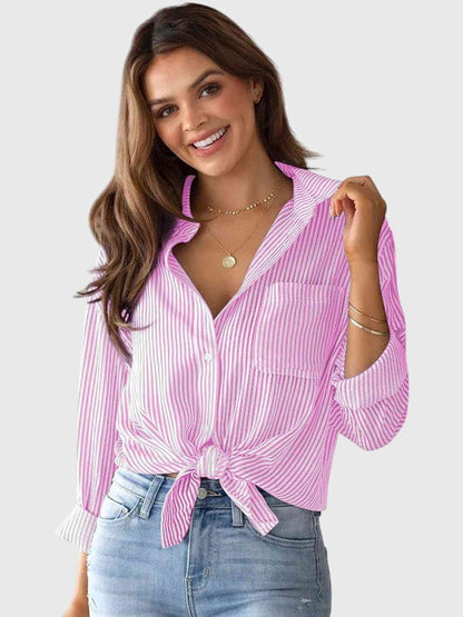 Calista | Striped Collared Neck Shirt