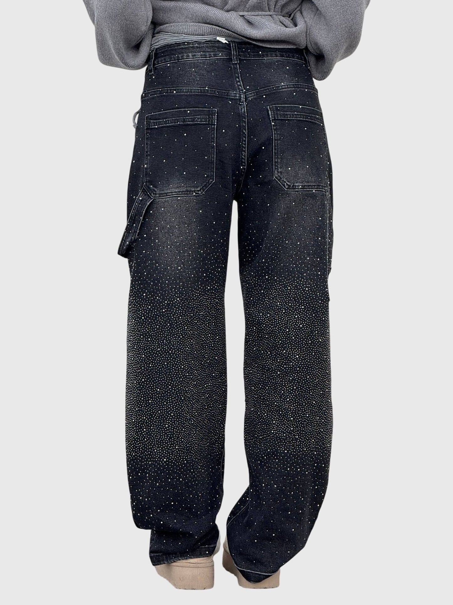 Astrid | Women’s Dark Blue Sparkle Diamond Denim Pants