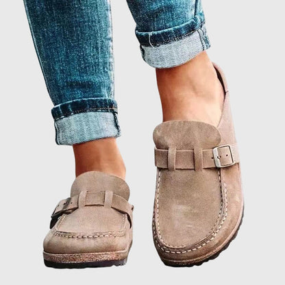 Alethea | Tan Suede Elegant Orthopedic Clogs