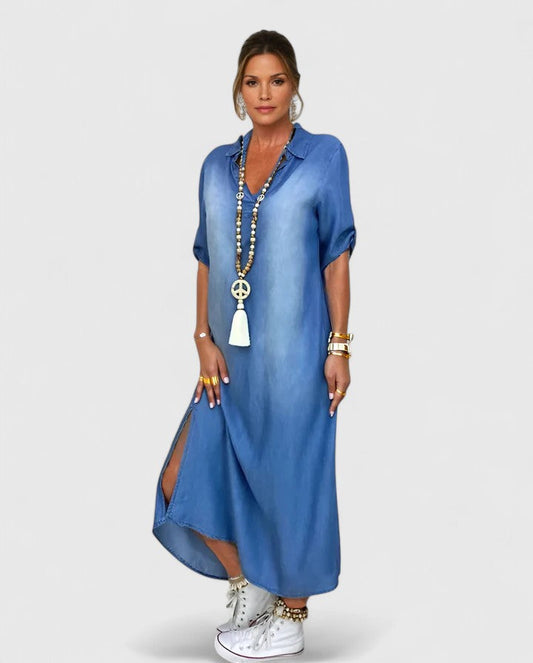 Calantha | Elegant Blue Ombre Sophisticated Dress