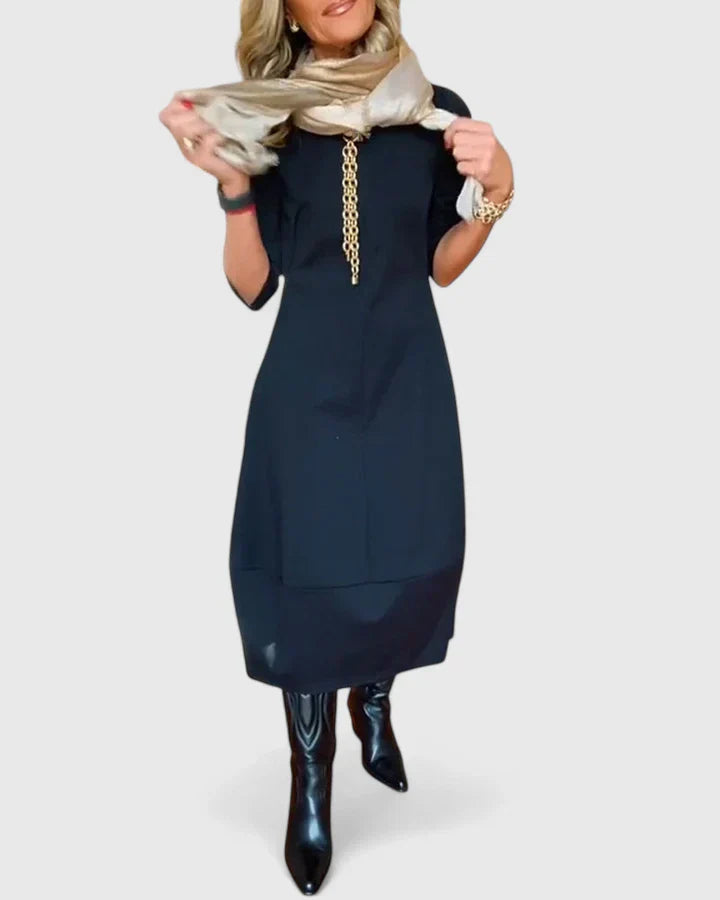 Kalliope | Elegant Brown Midi Dress