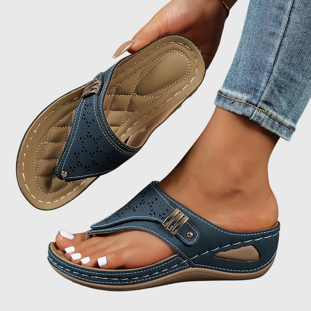 Calista | Brown Beaded Comfortable Sandals