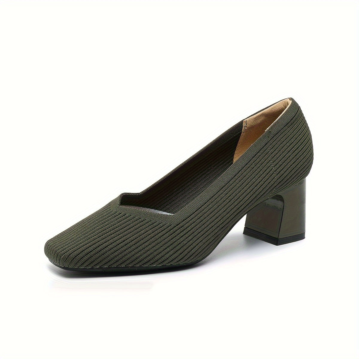 Calantha | Beige Ribbed Orthopedic Heels