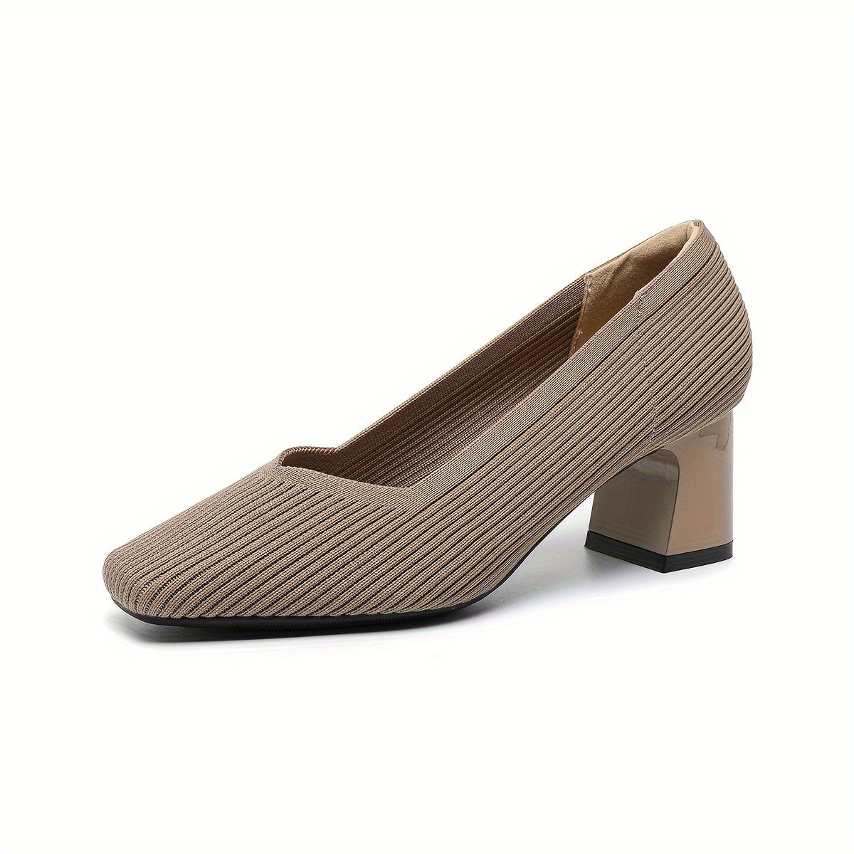 Calantha | Beige Ribbed Orthopedic Heels