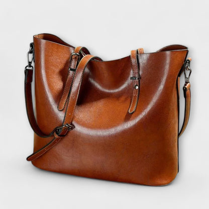Alethea | Women’s Classic Exclusive Shoulder Bag - Rich Brown Leather Tote