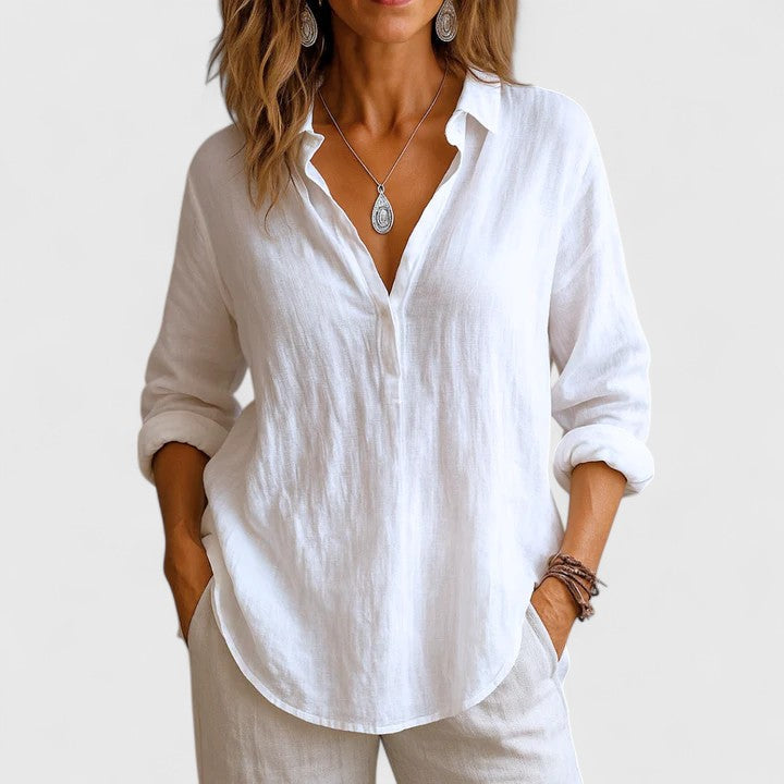 Calista | Soft Pink Comfortable Linen Blouse
