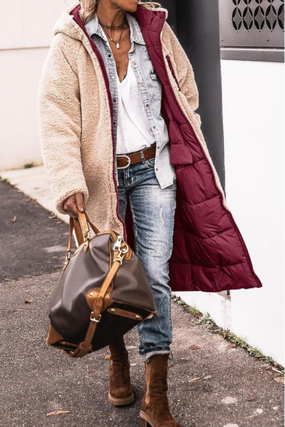 Alethea | Elegant Reversible Brown Shearling Coat