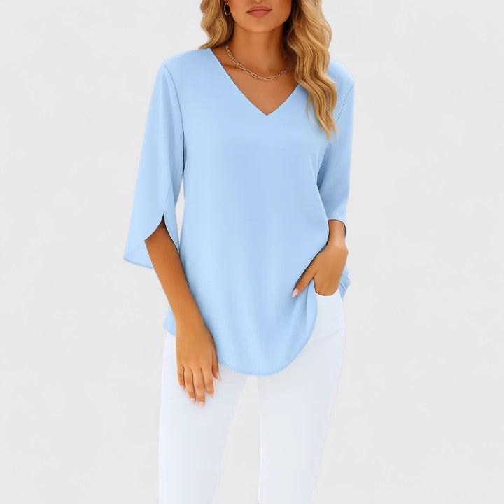 Calantha | Black V-Neck Elegant Blouse