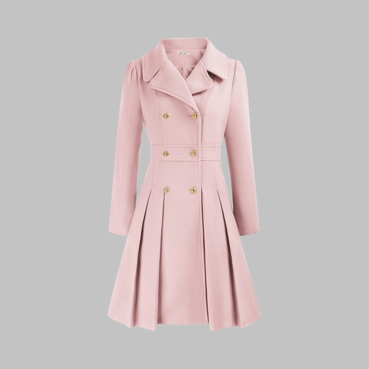 Alethea | Burgundy Double Button Long Sleeve Coat
