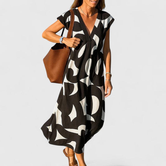 Calista | Elegant Black & White Maxi Dress