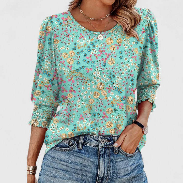 Calista | Elegant Smocked Top in White