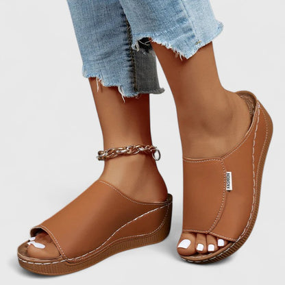 Aurelia | Light Blue Orthopedic Sandals with Wedge Heel