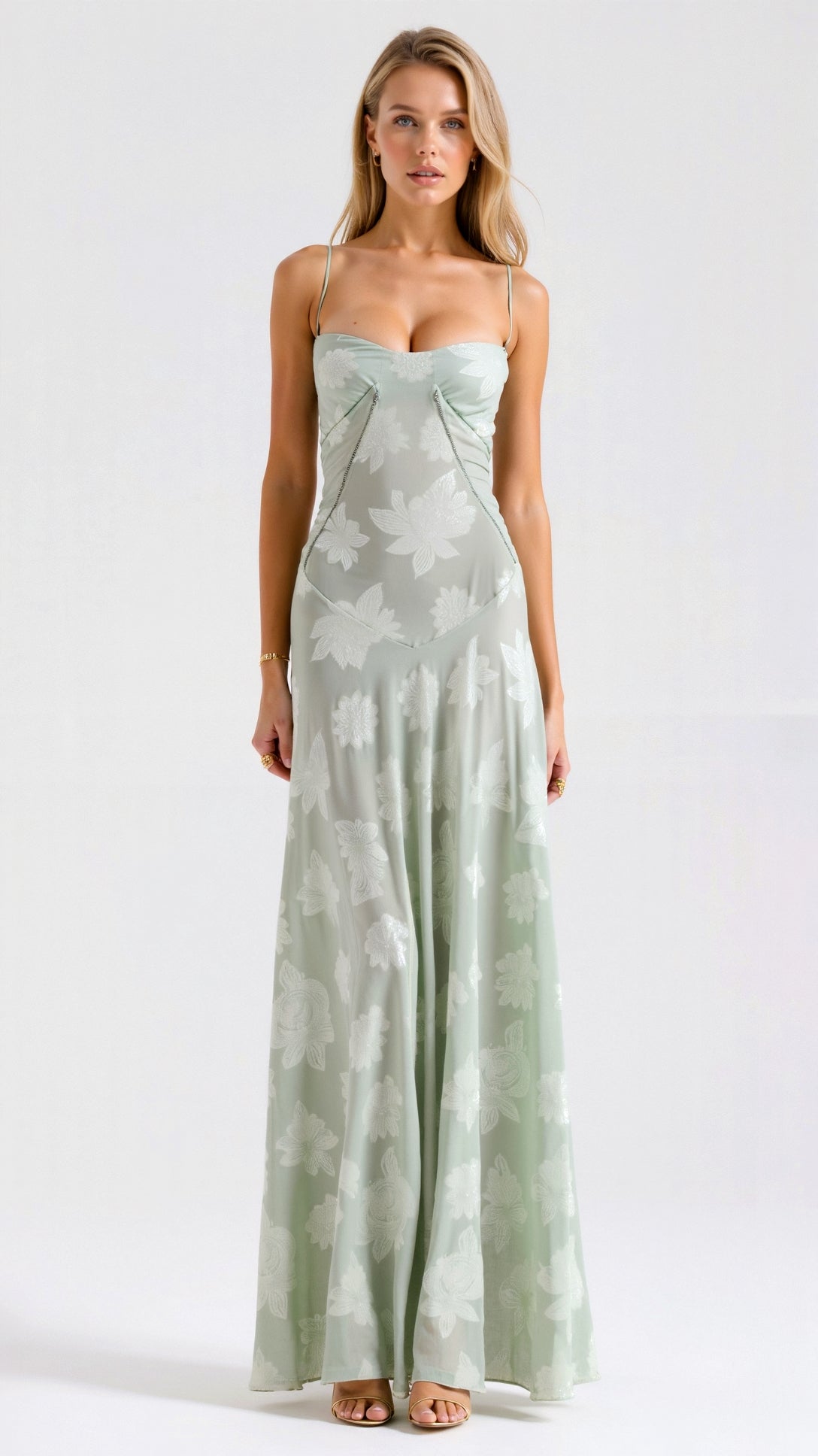 Astrid | Women’s Wedding Guest Slip Maxi Dress in White Floral